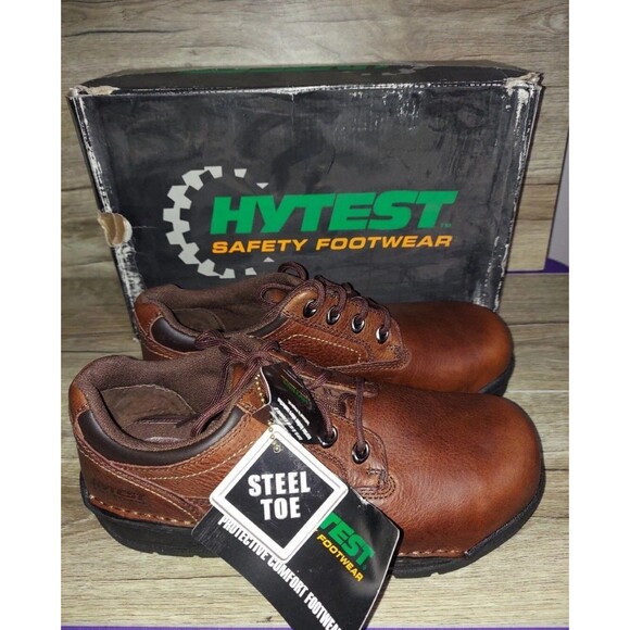 Womens Hytest Opanka Oxford Steel Toe Brown Size 11 M - Picture 3 of 5